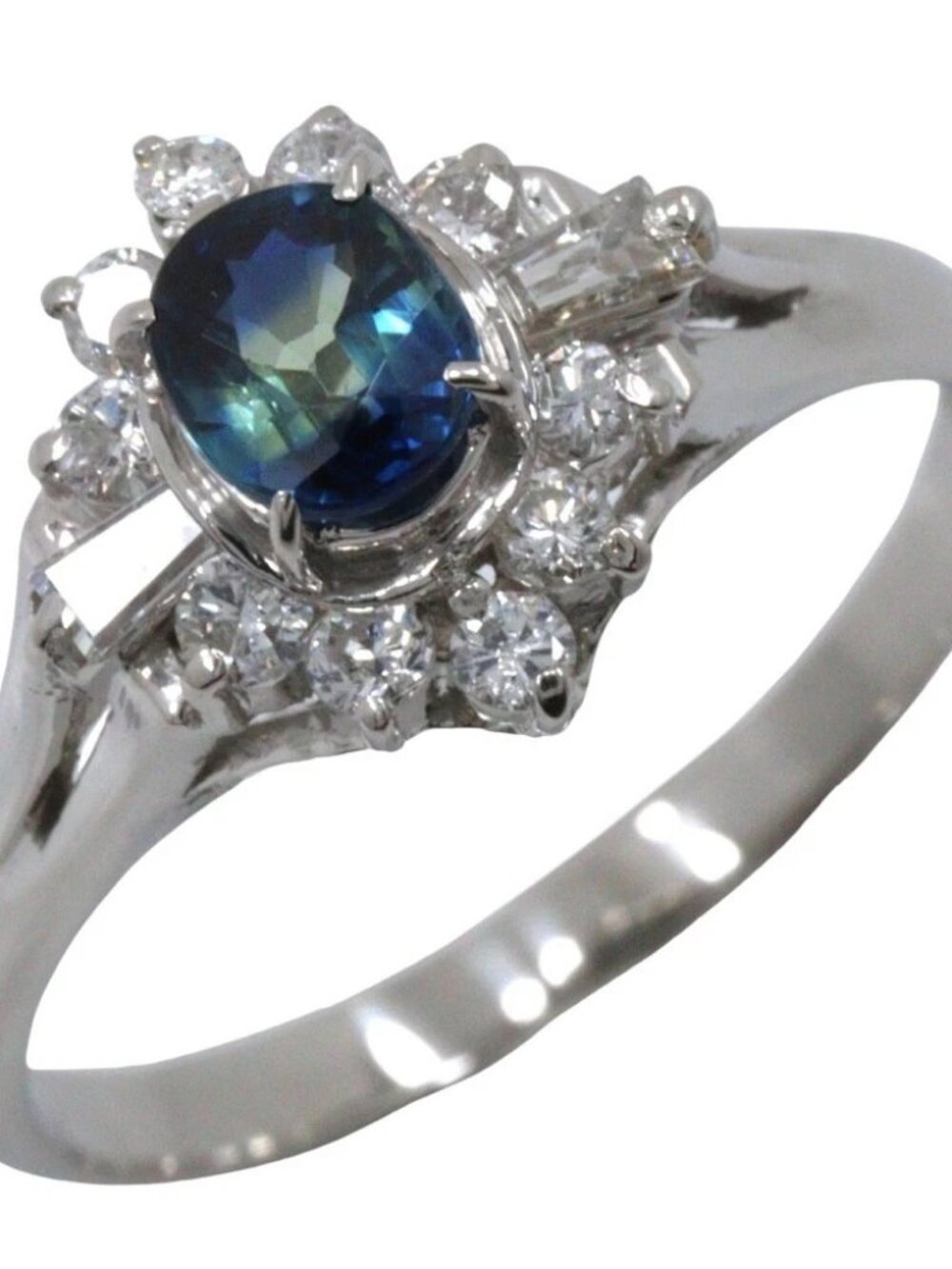 Ring Pt900Platinum/sapphire/diamond #5.4(US Size) 3.4g Women